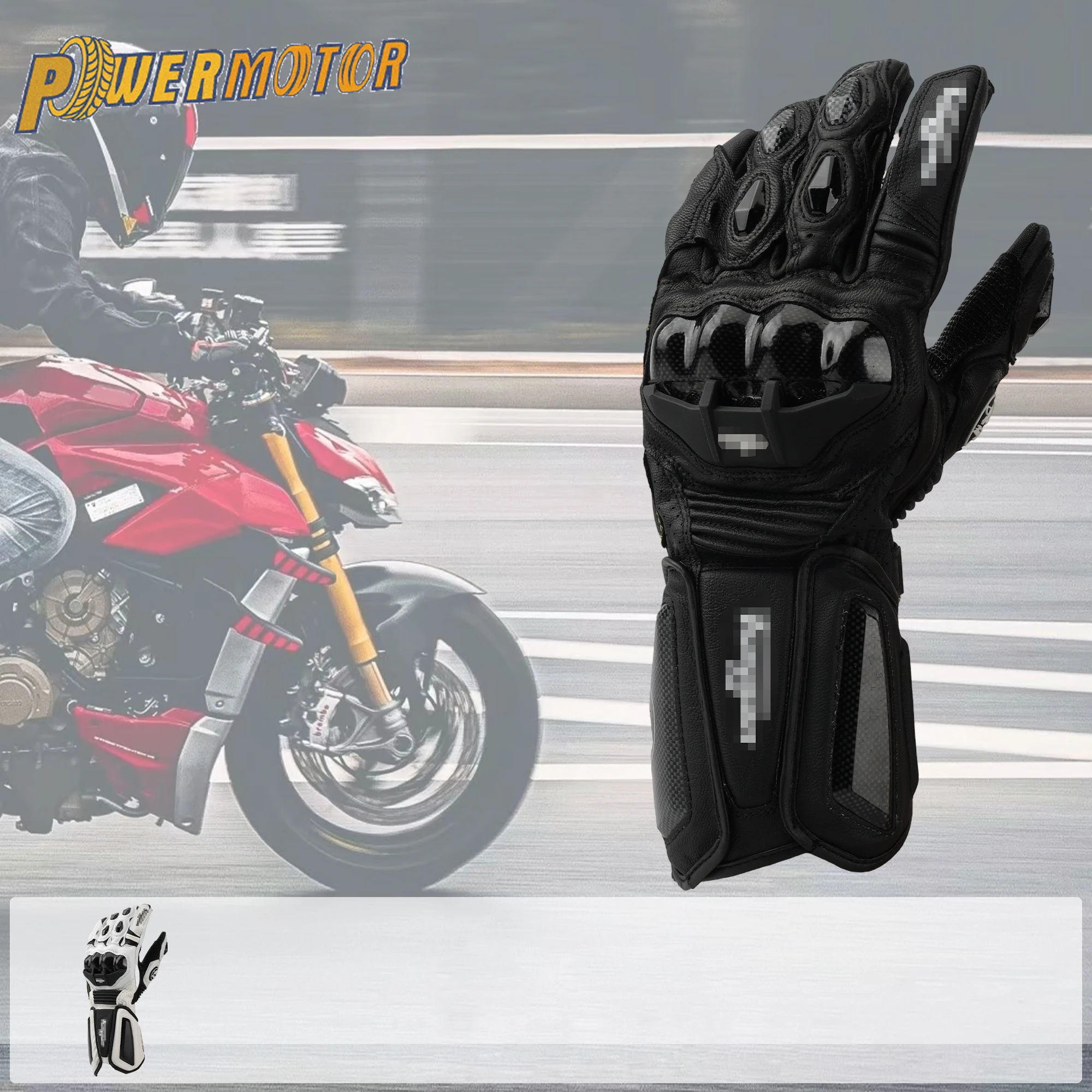 

Powermotor Motorcycle Motocross Leather Gloves Moto Protective Equipment Men's Windproof Outdoor Riding Gloves Guantes 2 Color