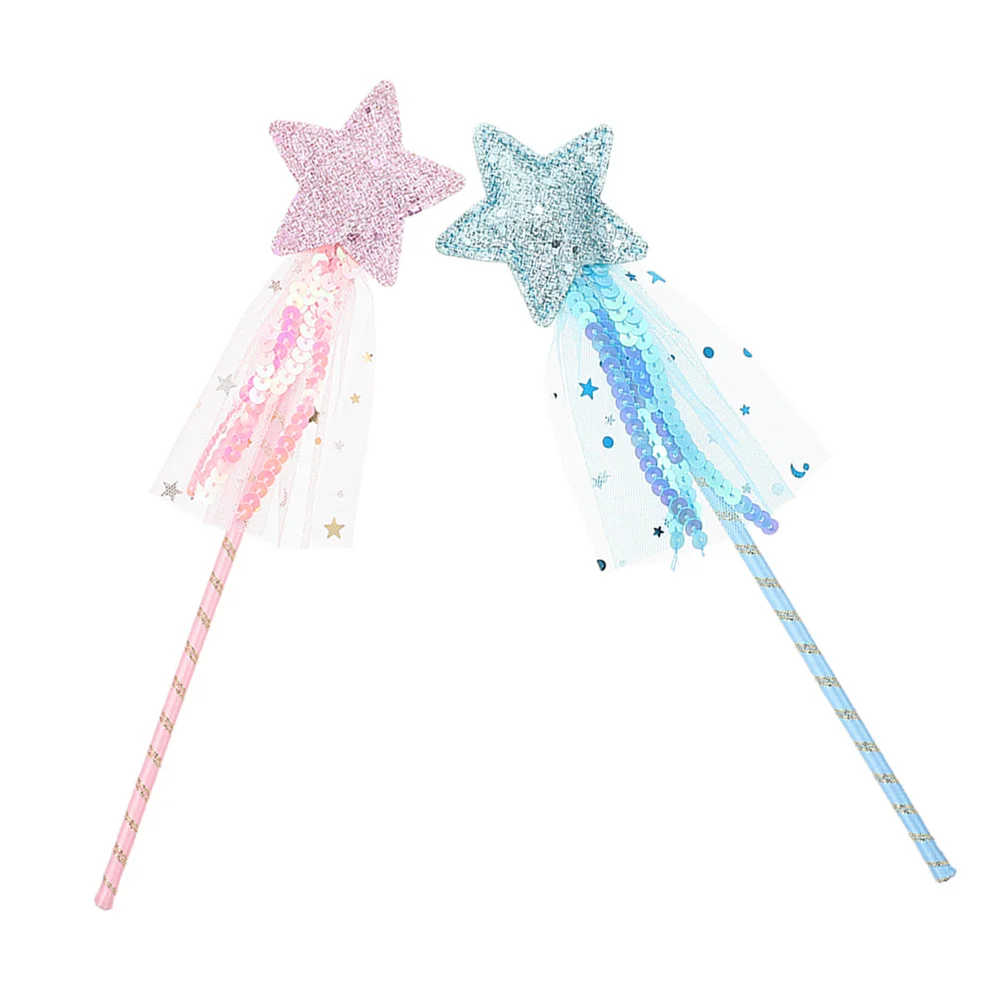 

2Pcs Star Shape Fairy Wand Exquisite Star Topper for Girls Party Cosplay Decorative Stage Performance Prop Fairy Wand