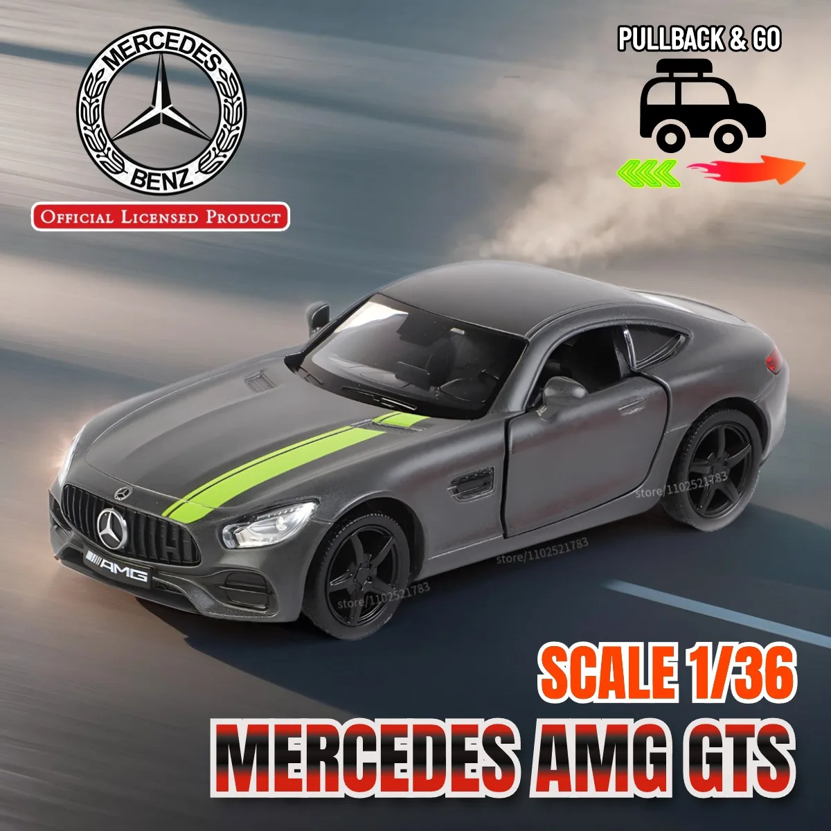 1:36 Mercedes AMG GTS Pink Car Model Replica Scale Metal Diecast Miniature Art Vehicle Collection Xmas Gift Boy Toy