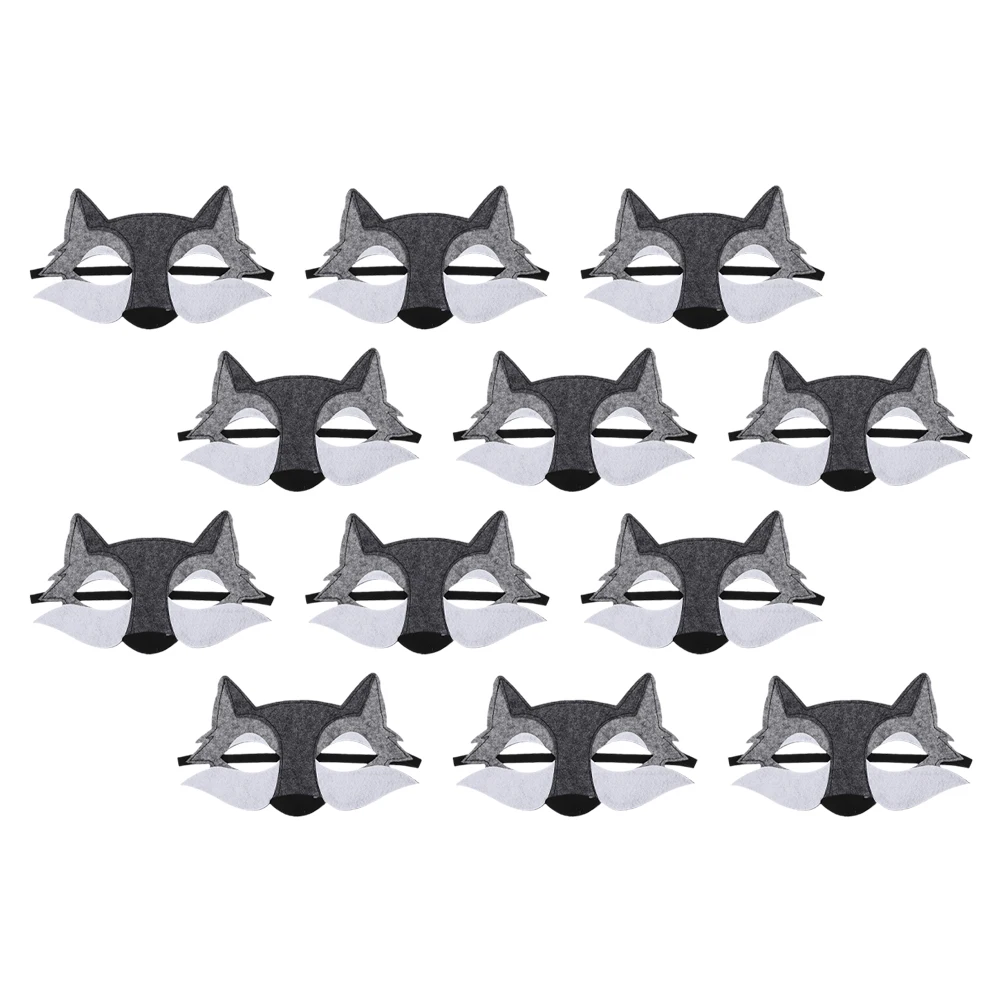 

12 Pcs Half Face Mask Felt Full Animal Head Halloween Cosplay Modeling