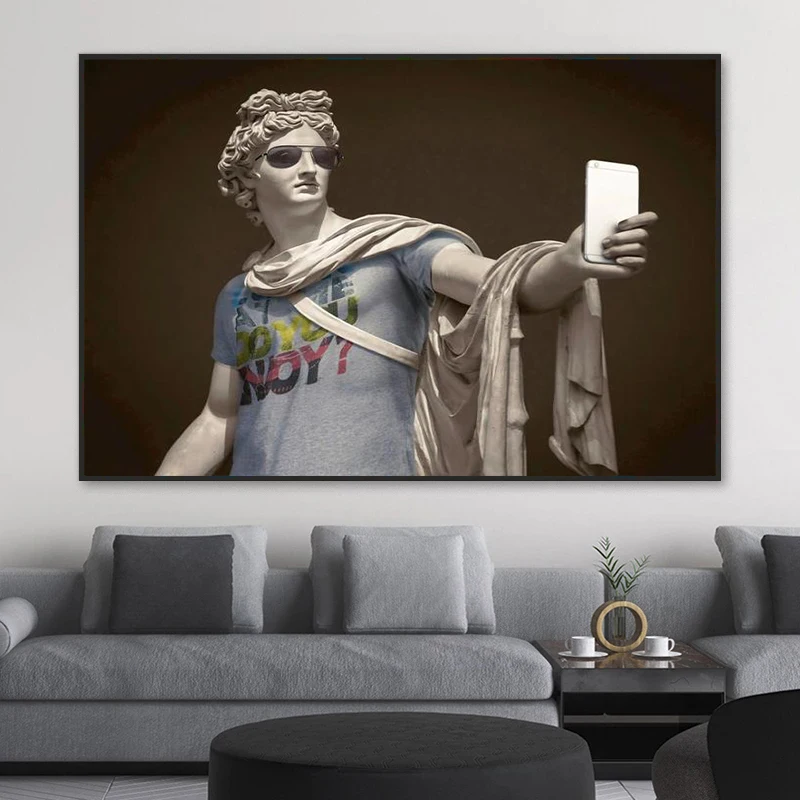 

Apollo Sculptures Dressed As Hipsters Canvas Wall Painting Art Poster And Prints Wall Decor Funny Picture For Living Room Cuadro
