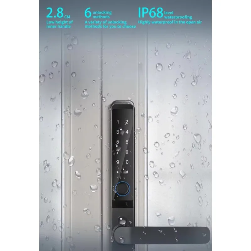 STLF 디지털 안전 지문 슬라이딩 잠금장치 알루미늄 도어용 스마트 IP68 방수 투야 스마트 도어락