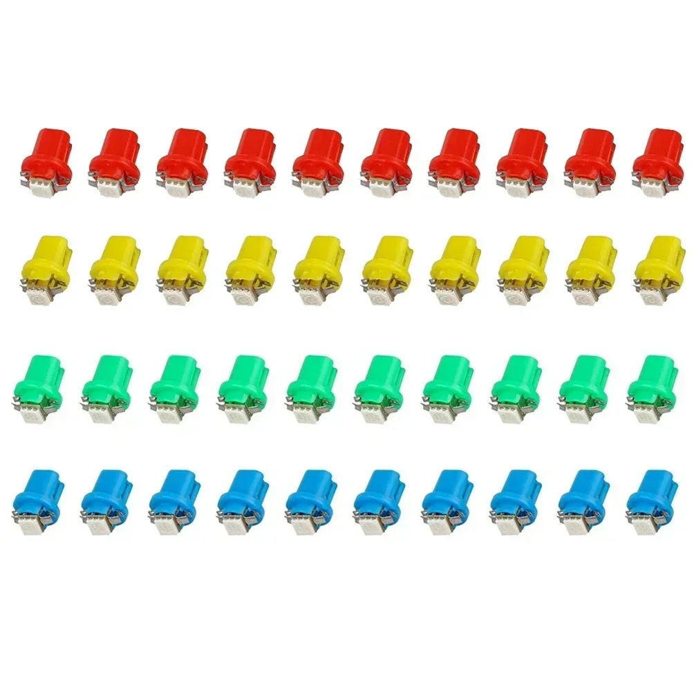 10pcs/set Car Lights 5050 Gauge LED Indicator Bulbs Dashboard Side Interior Dash Lights T5 B8.5D 1SMD Car Accessories 4 Colors