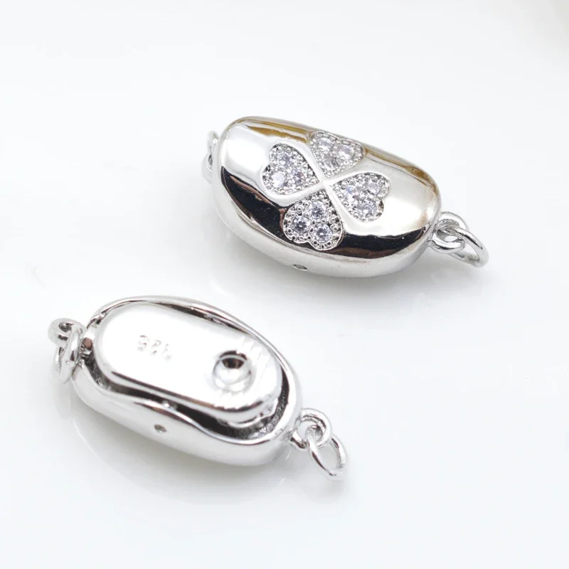 925 Sterling Silver DIY Jewelry Accessories Micro-inlaid Flash Zirconium Ingot Clasp Eight-character Pattern