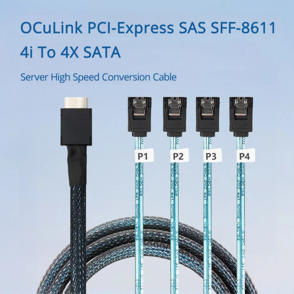 

OCuLink PCI-Express SAS SFF-8611 4i To 4X SATA Server High Speed Conversion Cable Length Optional 0.5M 1M