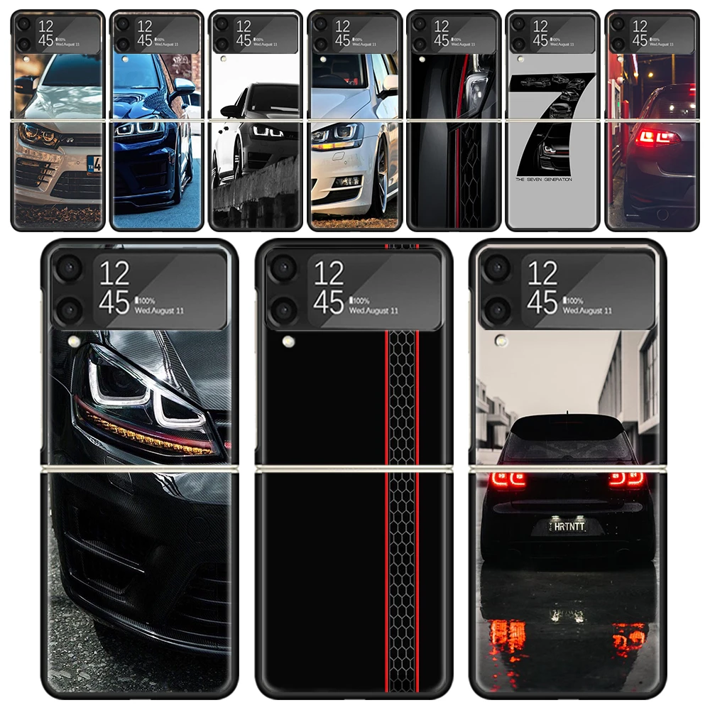 Sport Car Golf R 7 For Samsung Galaxy Z Flip 6 5 4 3 5G Black Phone Case Flip6 Flip5 Flip4 Flip3 Cover Shockproof Hard Shell Gal