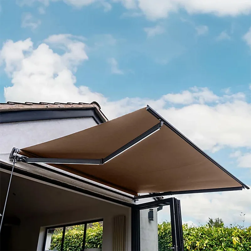 Electric Retract Awning Wall Holding Aluminum Shade Full Cassette Retractable Awning 4/1.5 Meter Outdoor Awning