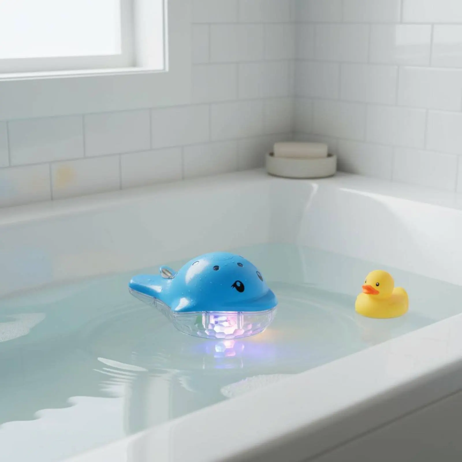 LED Dolphin Sprinkler Water Spray Dolphin Bath Toy Floating Fountain Light Easy to Clean Floating Bath Fountain for Babies, Pool