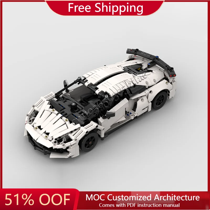 Nuovo 1369 PCS Moc Hot Racing Bianco Avanzato Tecnico Supercar Modello Building Blocks Velocità Veicolo Mattoni Giocattoli Per Bambini Regali Per Adulti