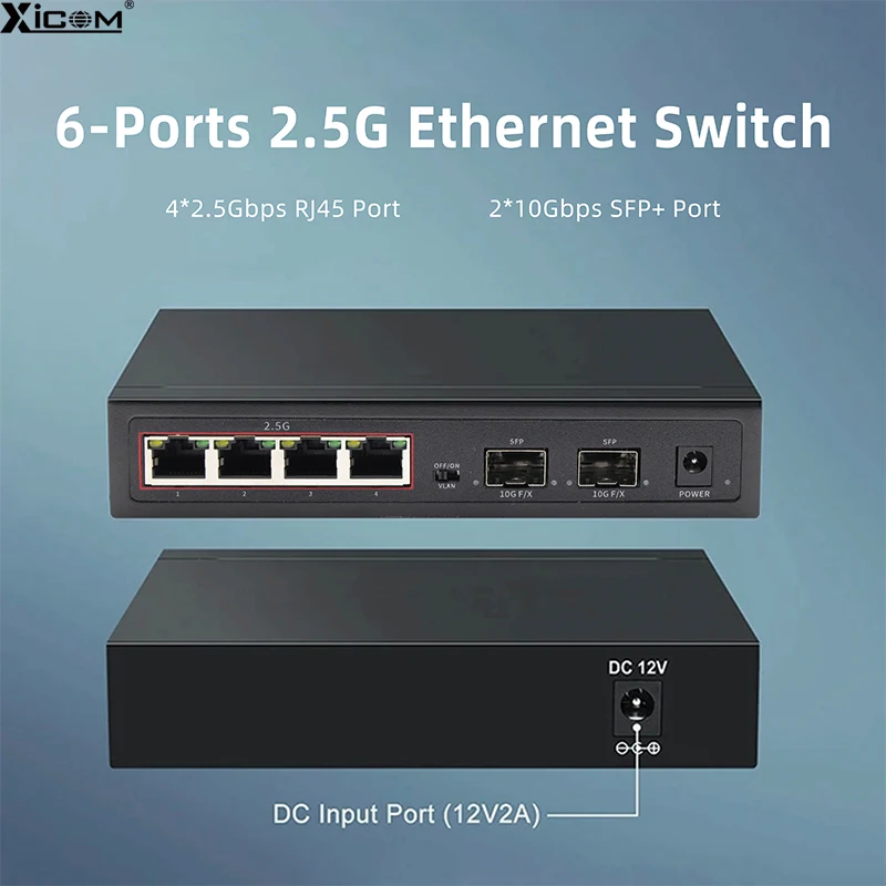 2.5G Smart Ethernet Switch 4 Port RJ45 Smart Managed Switch 10G SFP+ Port Web Ethernet Network Switch for IP Camera/CCTV