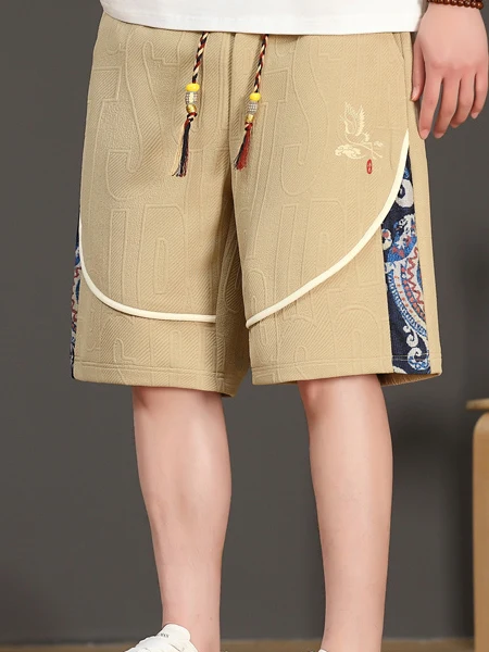 

New 2025 Men's Summer Thin Ice Silk Casual orts Five-Quarter Length Breathable Comfortable Youthful Ethnic Sle Outerwear