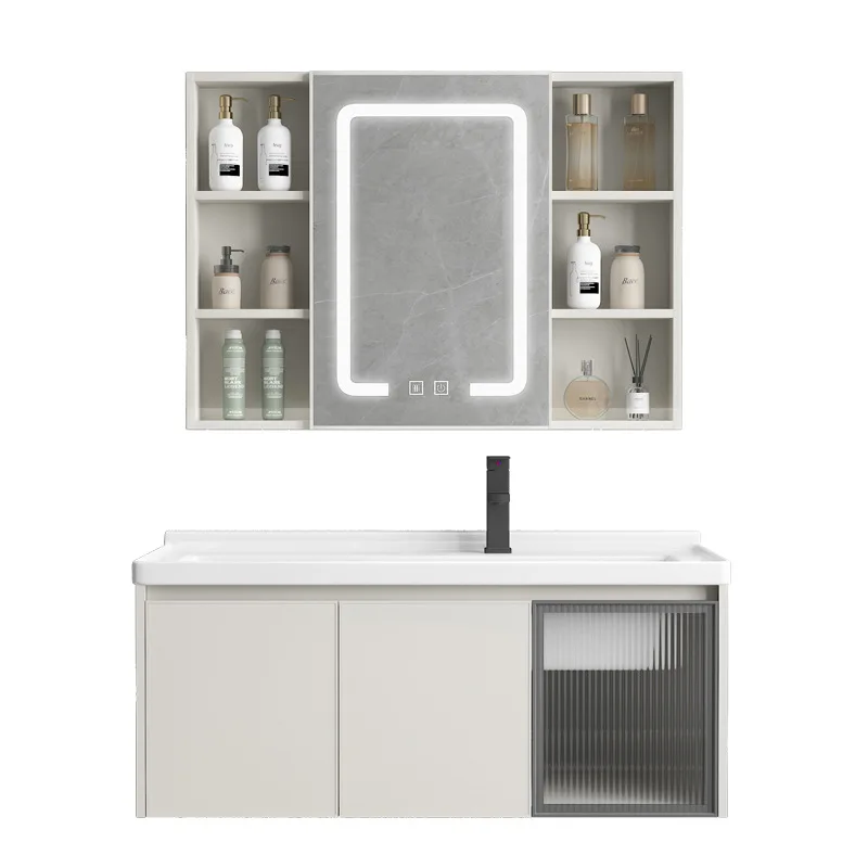 

Космический алюминиевый шкаф для ванной комнаты, балкон, керамический встроенный умывальник, настенный умывальник для стирки