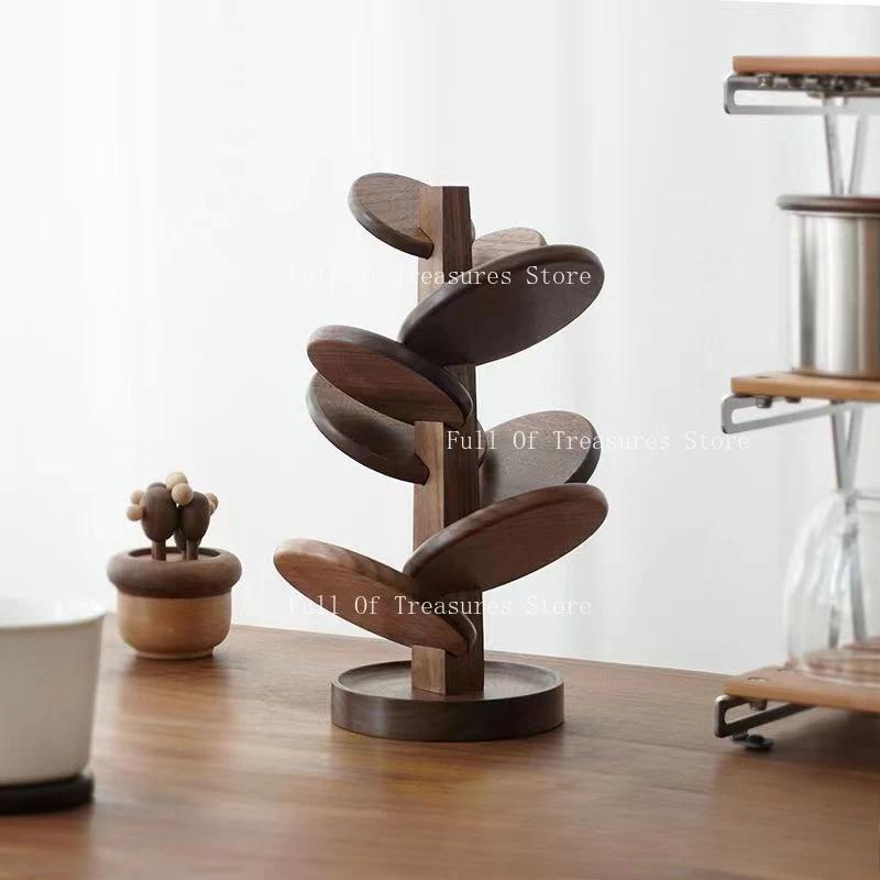 

Household Tree-shaped Black Walnut Ornament Mat, Desktop Water Cup Casserole, Thermal Insulation Mat, Tea Ceremony Coaster