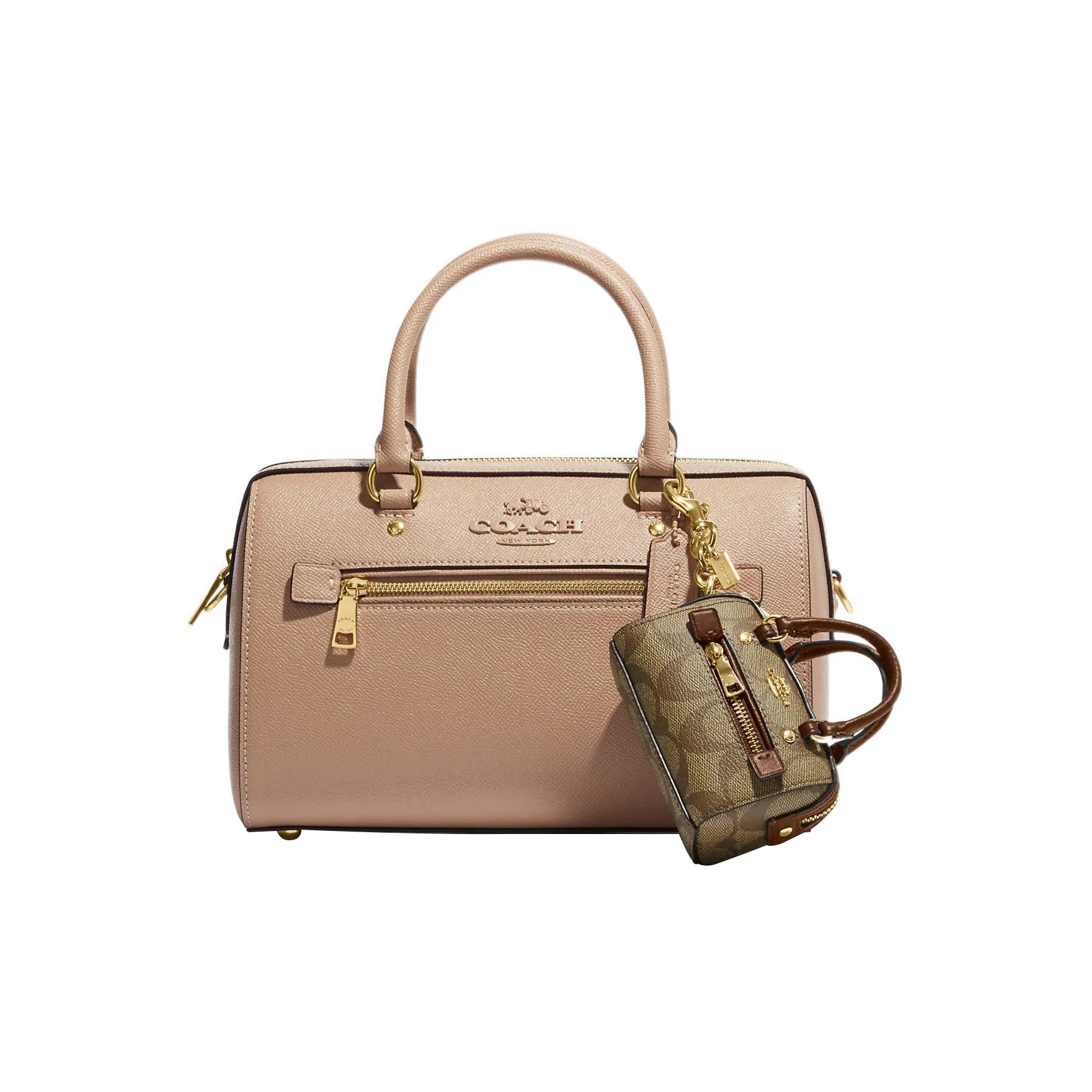 حقيبة قماش كوتش مع حقيبة جلدية ناعمة حقيبة ساحرة للنساء كاكي وسرج 1716-IMBDX