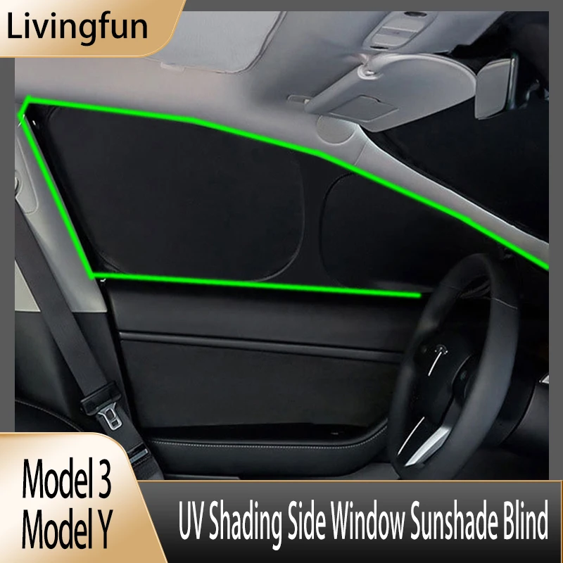 

Livingfun For Tesla Model 3/Y UV Shading Side Window Sunshade Blind Shading Front Rear Windshield Privacy Sunshade