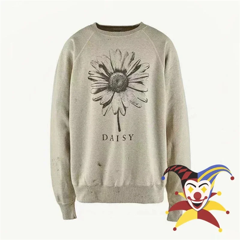 Washed SAINT DAISY CREW Sweatshirts Men Women Vintage Hoodie Crewneck