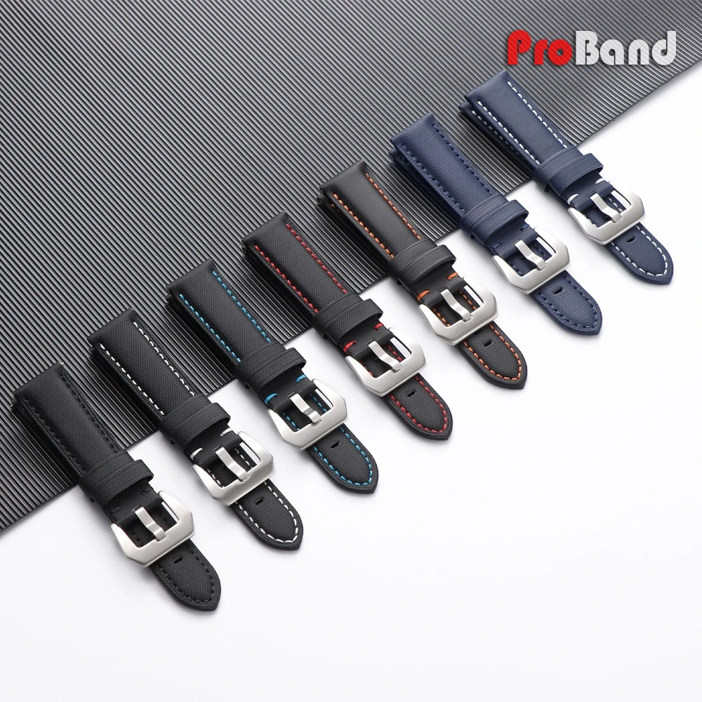 20mm 22mm 24mm 26mm Premium Sailcloth Watch Straps for Panerai PAM441 359 111 for Omega Band Canvas Nylon Leather Men Bracelet