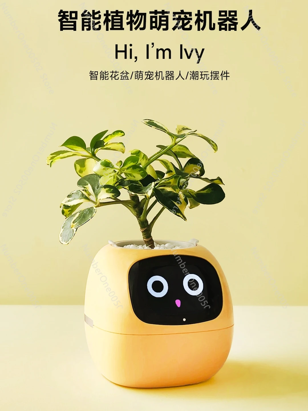 Ivy Intelligent Potted Robot Flower Pot Table with Trendy Electronic Pet Monitoring Temperature and Humidity Home