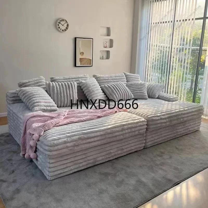 Nordic Lazy Sofa, Thick Corduroy Cloud Design, Extra Wide Seat Depth for Living Room, Vacuum Compressed Packaging