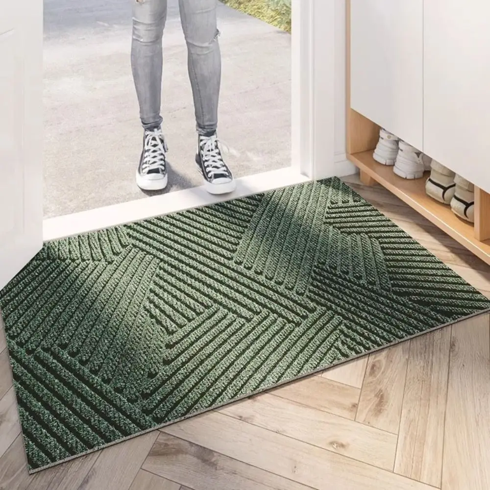 

3D Groove Entrance Doormat Geometric Wave Pattern Waterproof Welcome Door Mats Non-Slip Stain Resistant Floor Mat Office