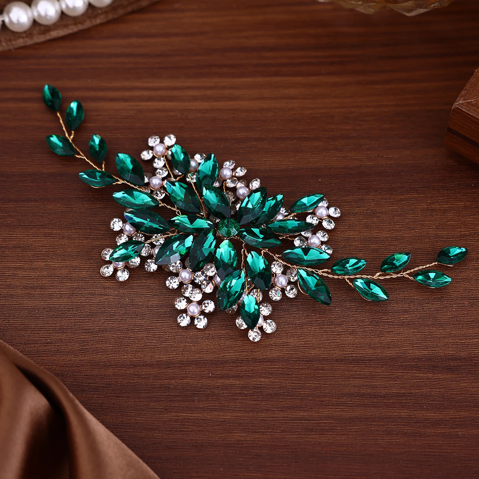 Roter Kristall-Haarkamm für Damen, Abschlussball, Party, Perlen-Haarkamm, Clip, Stirnband, Braut, Hochzeit, Haarschmuck, Schmuck, Haarnadel, Kamm – Detail 4