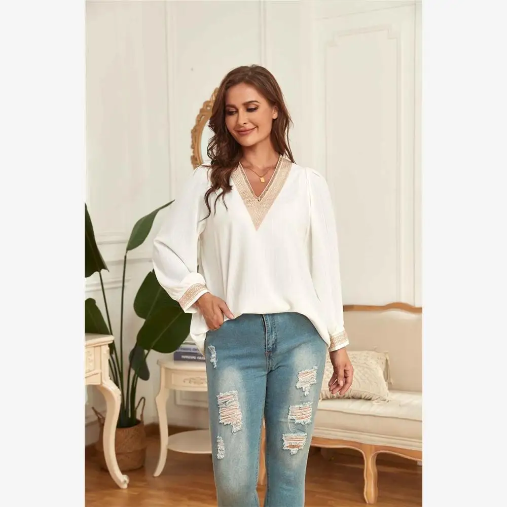 

plus Size Women's Casual Long Sve T-irt V-Ne Autumn Faion Loose Fit irt Fem Premium Clothing