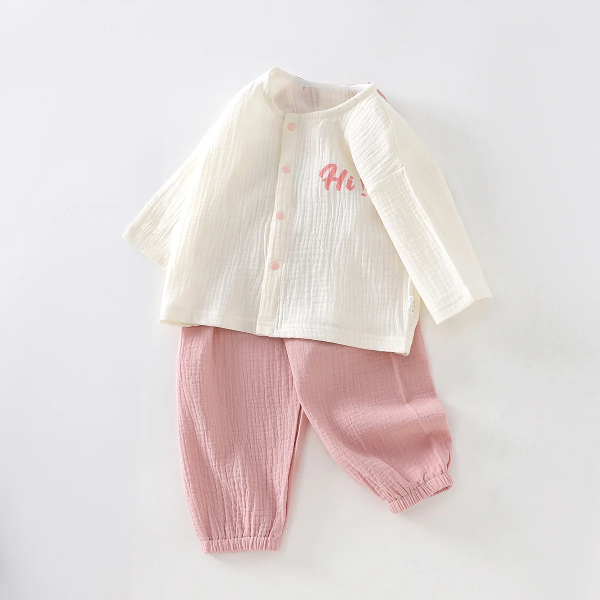 2026 Summer New Boys and Girls Baby Middle Open Top and Pants 2pce Set Pure Cotton Breathable Preschool Children's Clothing