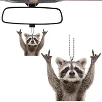 1-10pcs Raccoon Bear Car Key Pendant Cute Cartoon Animal Girl Key Chain Procyon Lotor Rearview Mirror Hanging Decor for Girls