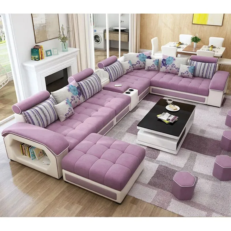 

Reclinable Waterproof Relax Fabric Sectional Sofa Set Living Room Furniture Solid Wood Frame High Density Foam Modular Sofa