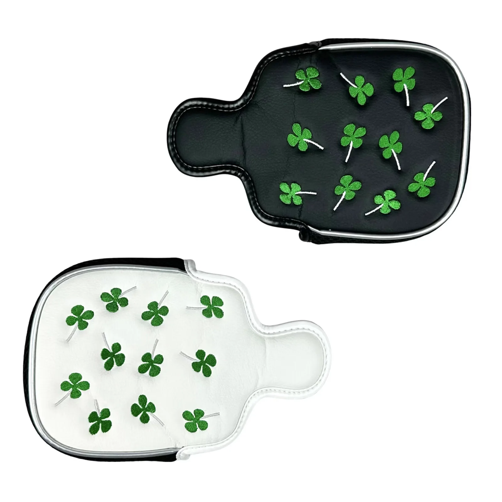 

Square Putter Head Cover Four-Leaf Clover Embroidery PU Leather Golf Putting Headcover Golfer Accessories