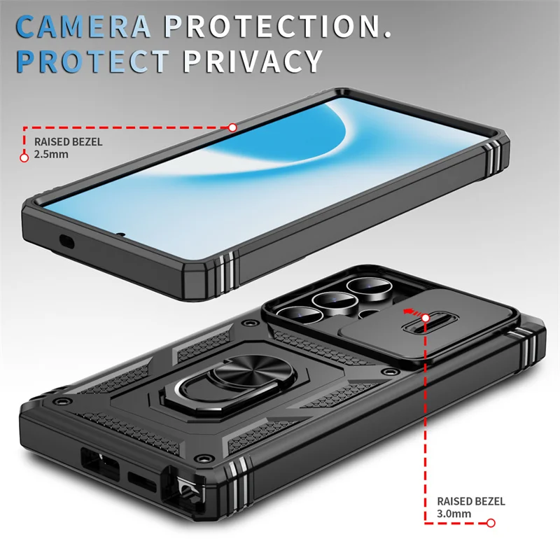 Funda Blindada de Alta Resistencia para Samsung Galaxy S25 S24 S23 S22 S21 Ultra S20 FE Plus Note 20 Ultra con Anillo y Protección de Cámara 2