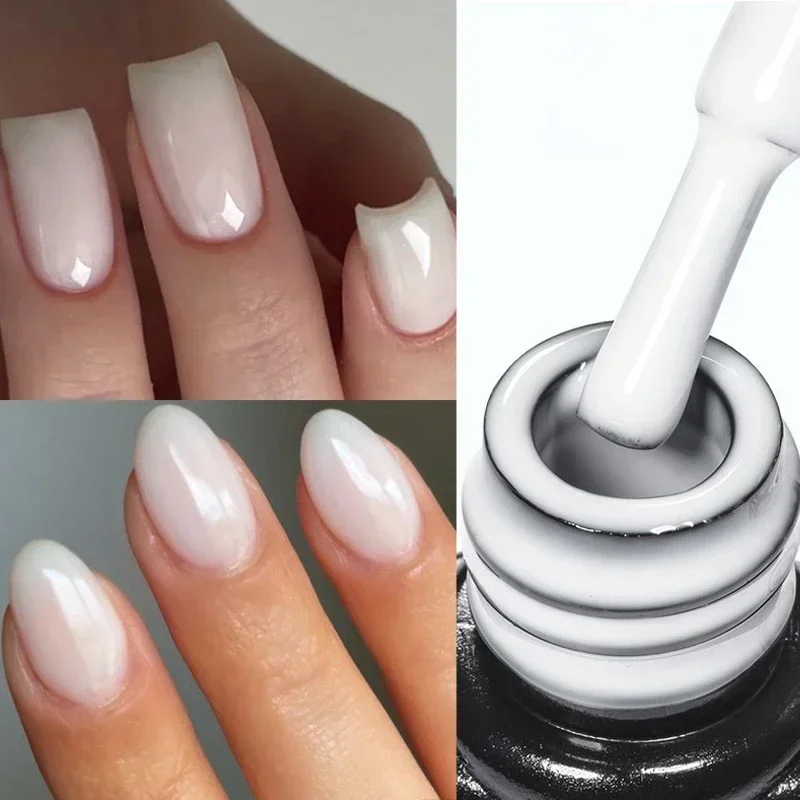 MEET ACROSS 7ml Milky White Quick Extension Gel Nail Polish Pure Pudding Quick Building Soak Off UV Gel Varnish Nail Sullpies