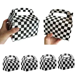 5/10/20/30/50pcs Black White Checker Gift Box Candy Snack Paper Box Boys Racing Theme  Birthday Party Favor Decoration Supplies