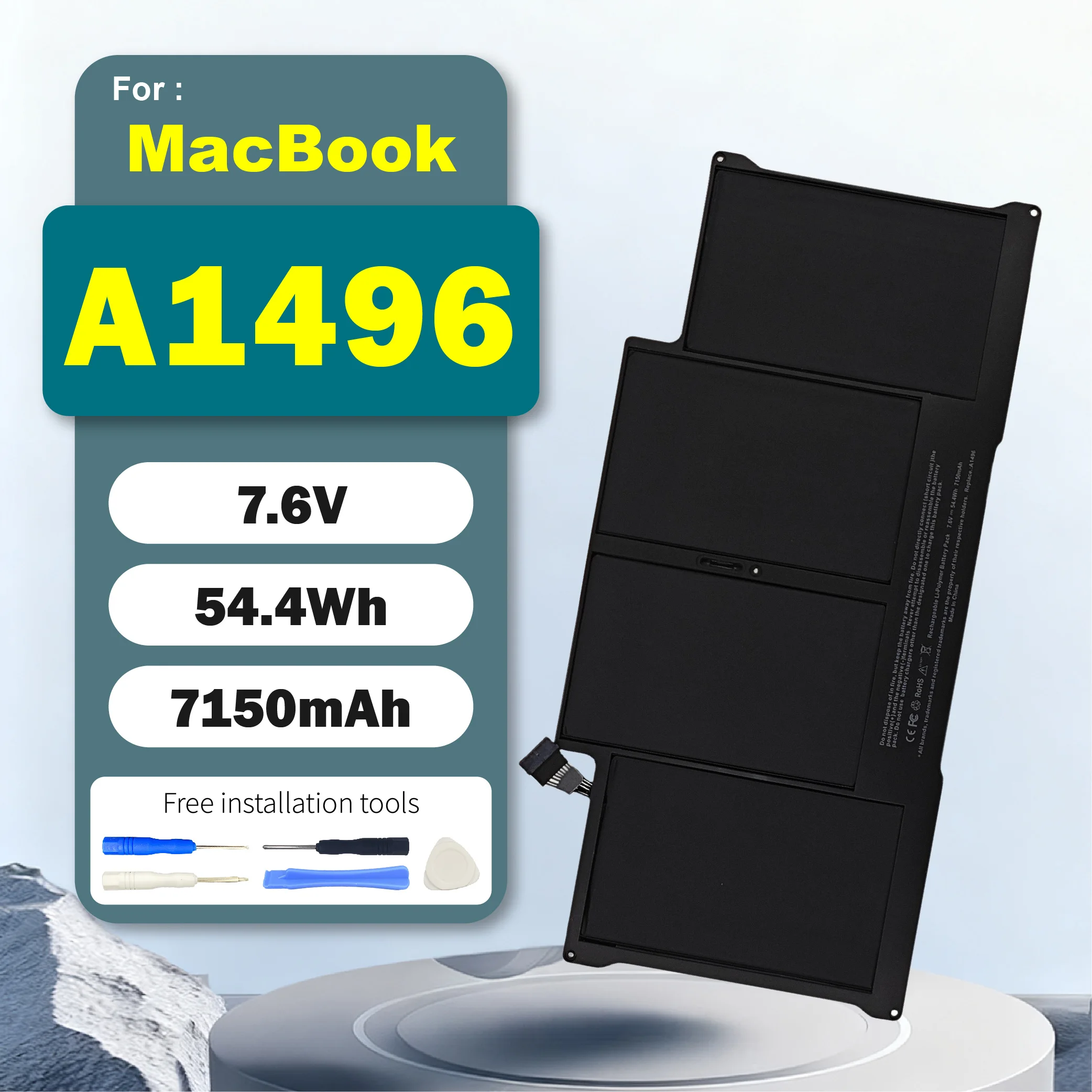 A1496 Replacement Laptop Battery for MacBook Air 13-inch A1466 A1369 Compatible with A1405 A1377 Extended Cycle Life