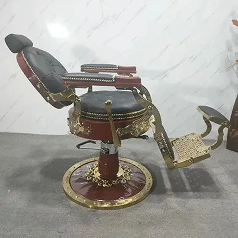 Salon European-Style Retro Hairdressing Chair Reclining Oil Head Chair Hair Salon Hair Cutting Taburete Equipment Furniture