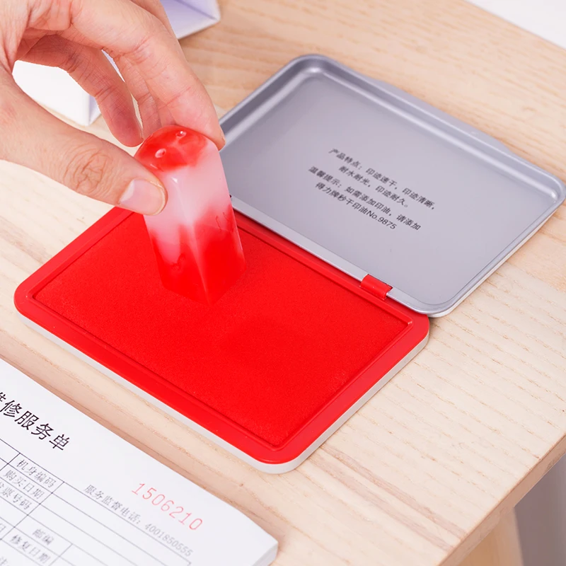 DELI 1 шт. красная квадратная Inkpad принадлежности для финансов быстросохнущая Водонепроницаемая прокладка для печати офисные принадлежности высокого качества