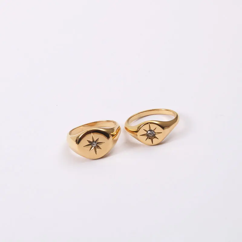 Joolim High End PVD Fashionable M Word Star Ring For Women Stainless Steel Jewelry Wholesale
