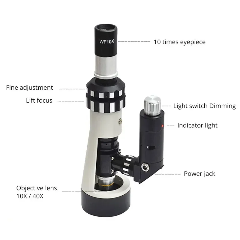 Aluminum Box Magnetic  Portable Zoom Metallographic Microscope 100X-400X Handheld LED Illuminated Microscopio