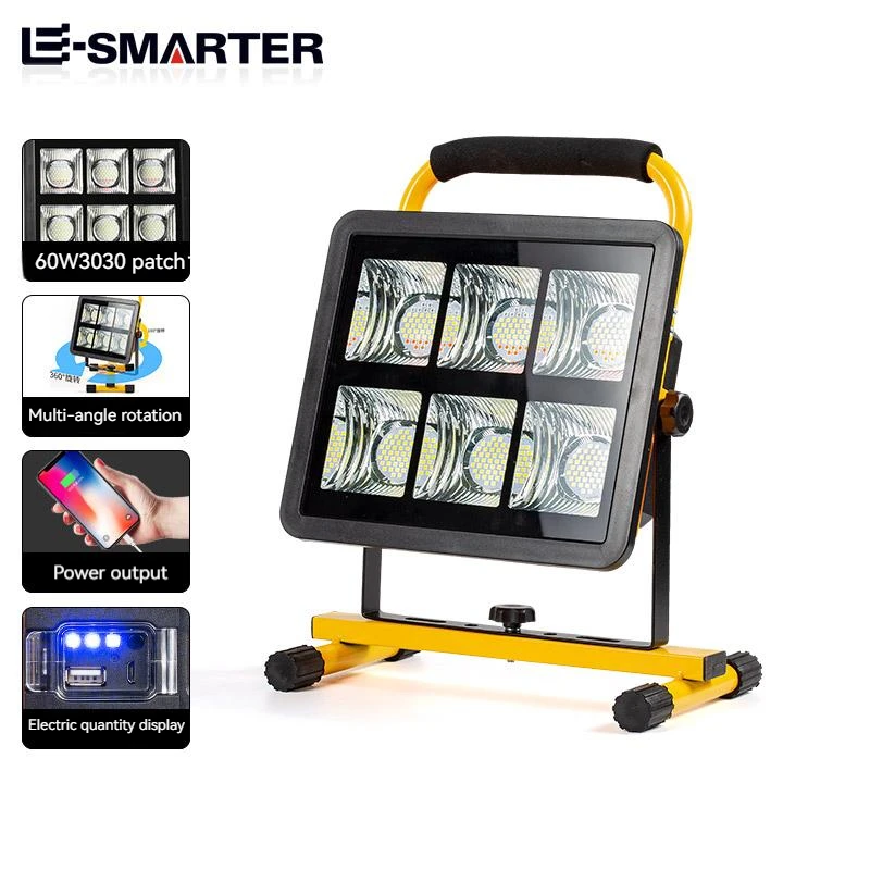 LED Floodlight Strong Search Site Mobile Work Mine Light With Electric Display Buit-in Battery Power Bank Outdoor Lawn Light