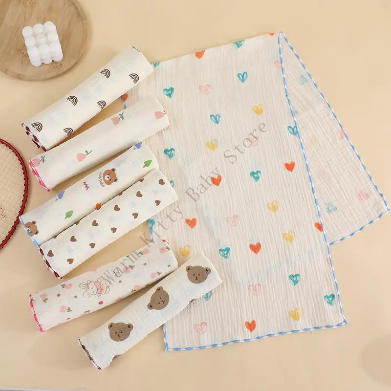 New Soft Thin Cotton Gauze Baby Towels Cartoon Absorbent Newborns Face Towel Washcloths Children Kindergarten Towel