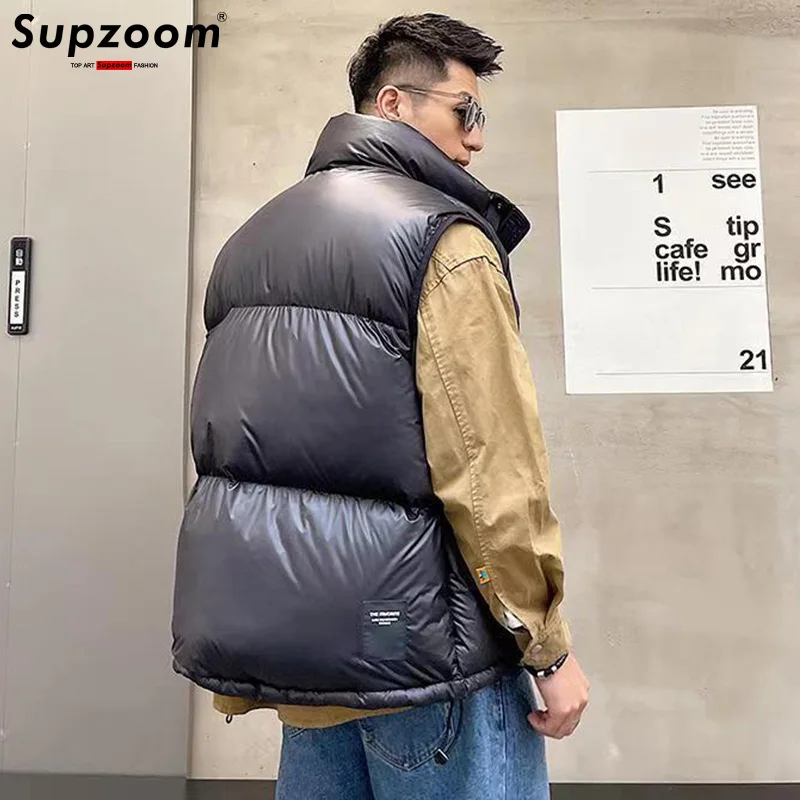 Supzoom-男性と女性のための革のスタンドアップカラーダウンベスト,暖かくて厚い,文字,トップファッション,新しい秋と冬のコレクション,2024