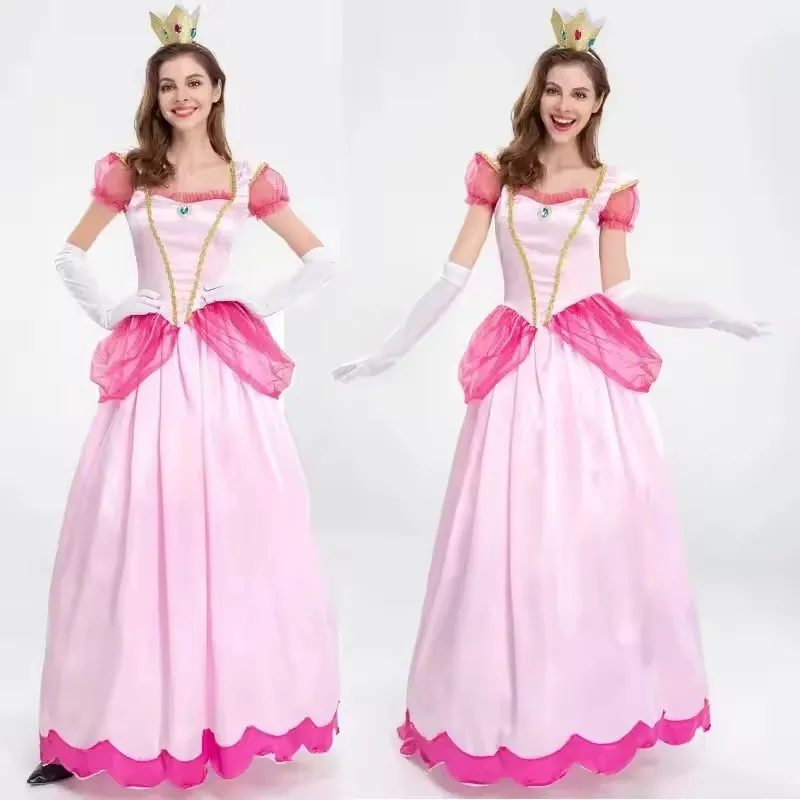 Robe de princesse de fête de palais, jupe reine, rose, fleur de pêcher, vêtements Anime, Costumes d'halloween pour femmes, nouvelle collection