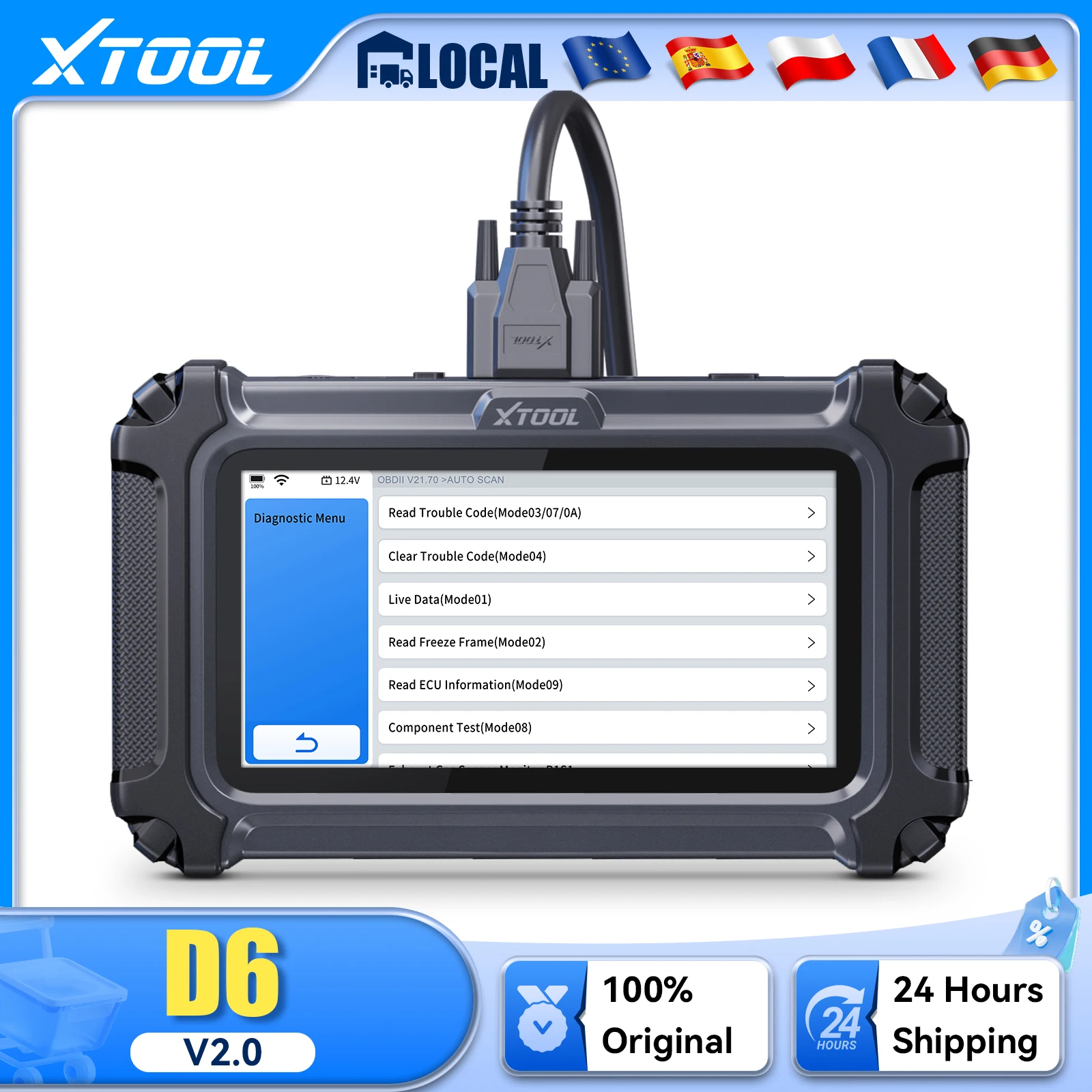 2026 XTOOL D6 Allsystem-Diagnosegerät Vollständiger OBD2 Kfz-Scanner Auto VIN Mit 15 Reset-Funktionen FCA Autoauth CAN FD Lebenslange Kostenlose Updates