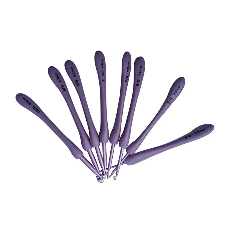 8 pz/set 2.5-6.0mm viola uncinetti Set Craft Weaving ganci per maglieria aghi fai da te all'uncinetto per cucire artigianato strumento di cucitura