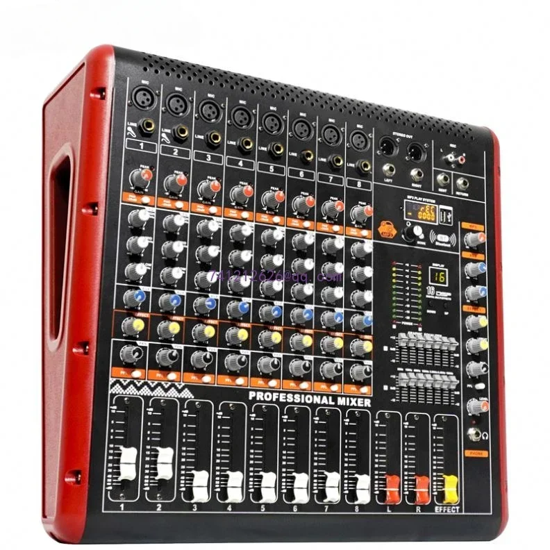 audio mixer with dual wireless microphone Professional build in power amplifier 8 channel