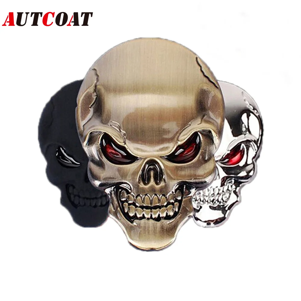 

1Pcs 3D Metal Skull Logo Emblem Badge Decals Sticker Car SUV Body Exterior Cover Fender Decals Car-styling