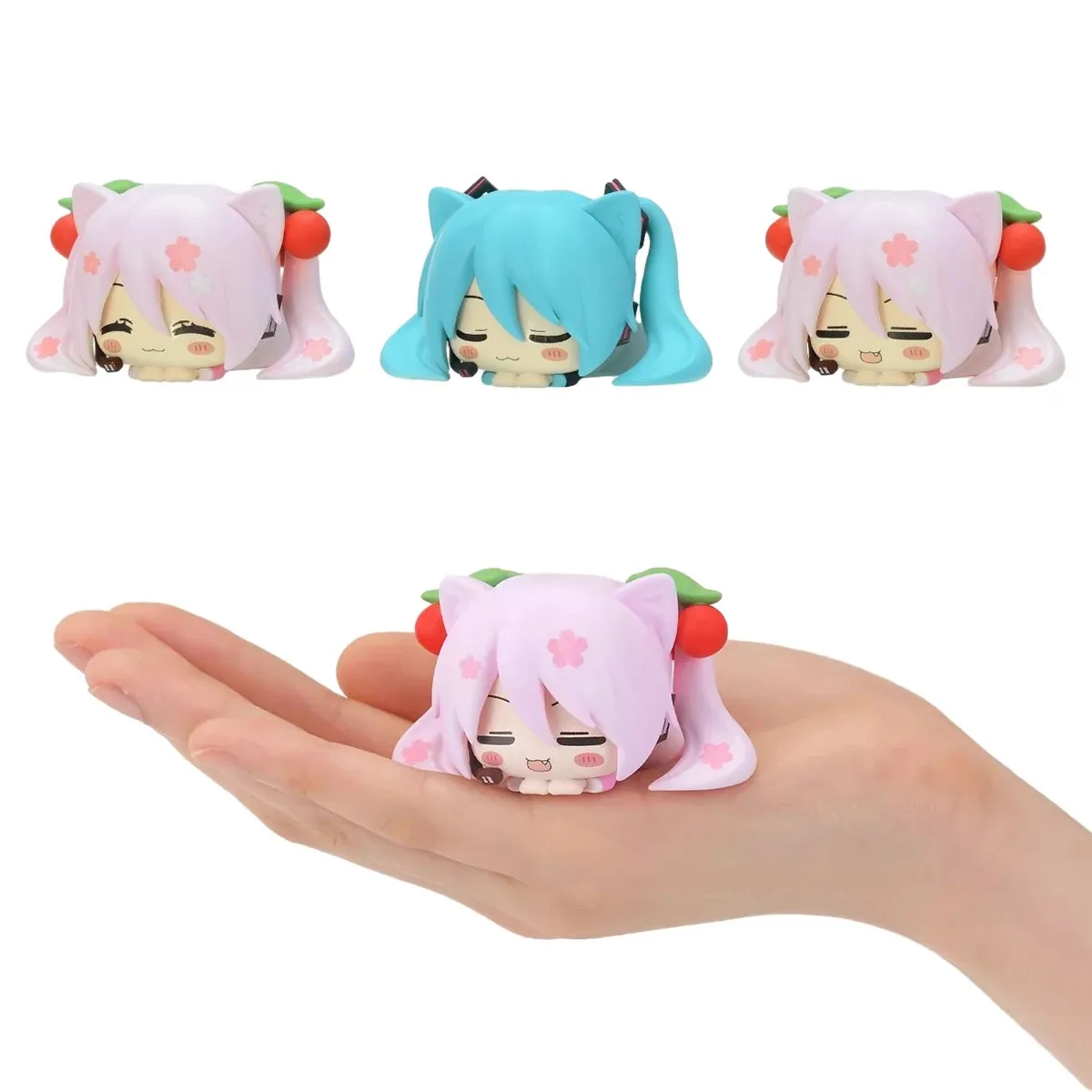 6Pcs Hatsune Miku Anime Figure Q Version Kawaii Sleeping Miku Action Figure Virtual Idol Singer Car/Room Ornament Collection Toy