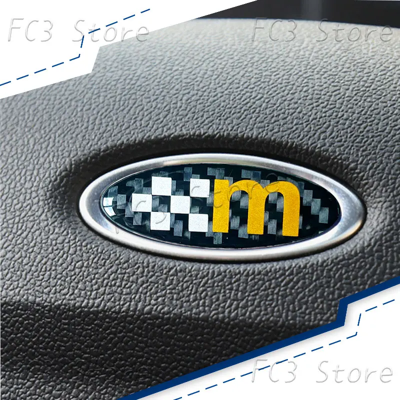 New Car Interior M ST Logo Car Steering Wheel Center Console Carbon Fiber Sticker For Ford Fiesta Focus MK3 MK4 Mondeo Kuga Puma view 5