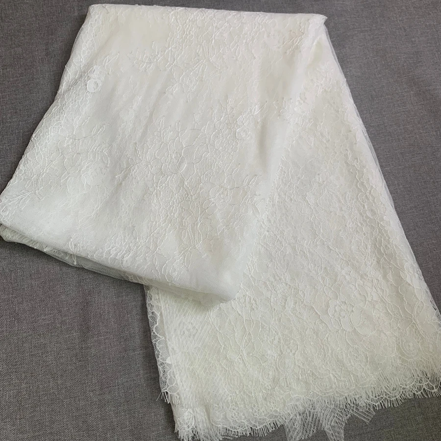 150CM Wide(Height) Subtle High Quality Eyelash Chantilly Lace Fabric DIY Handcraft Lace Material Sewing 3 Meters