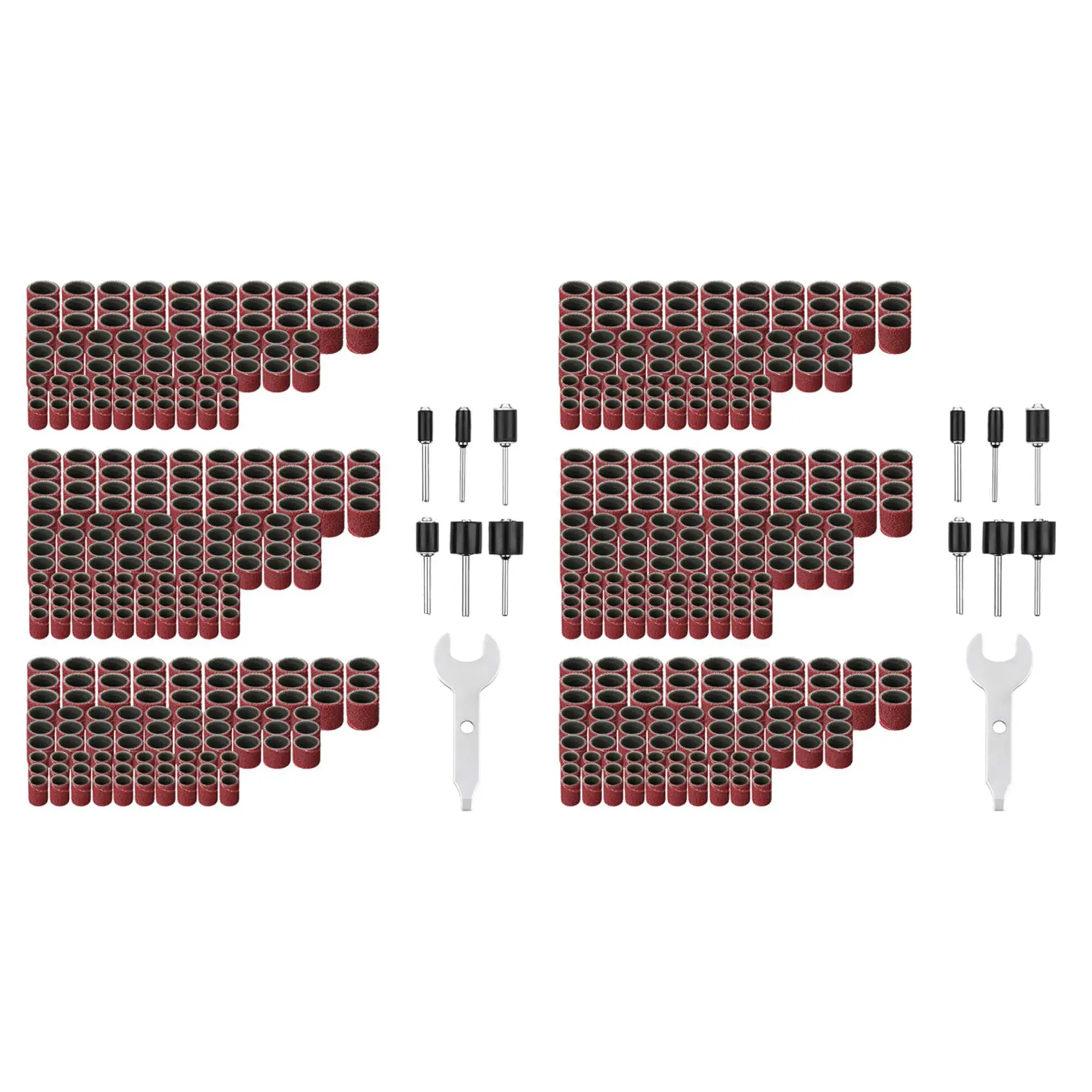 614 Pieces Drum Sander Set Sanding Drum Kit 600 Pieces Sanding Band Sleeves (80 /120 /240 ) + 12 Pieces Drum Mandrels